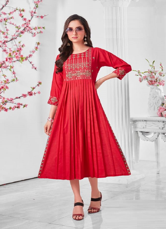 Nyra By We 1401 To 1408 Long Designer Kurtis Catalog
